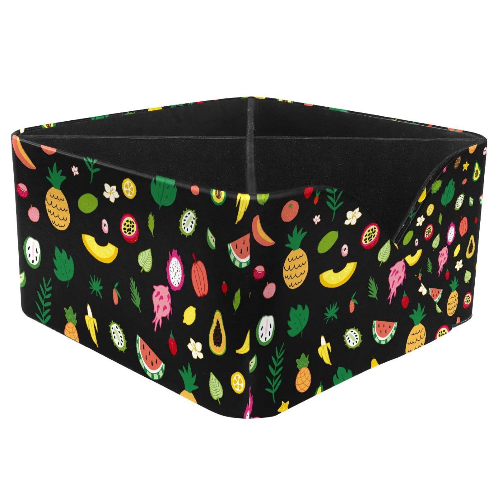 KengjuTesu Tropical Fruits Desktop Organizer Pen Holder, Rectangular Pencil Cup for Office, Study and Makeup Stations
