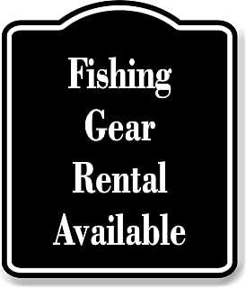 Fishing Gear Rental Available Fishing BLACK Aluminum Composite Sign, 15"x18"