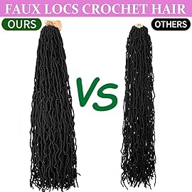 4 Packs Soft Locs Crochet Hair Pre Looped Faux Locs Crochet Braids Goddess Locs Dreadlocs Synthetic Hair For Black Women (1B, 36 Inch (Pack of 4))