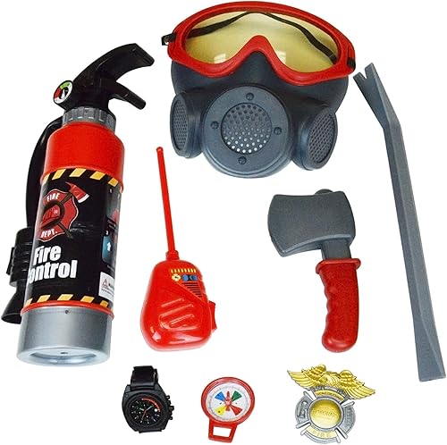 Disfraz de bombero para niños, juego de rol, accesorios de bombero, juguetes con extintor, casco