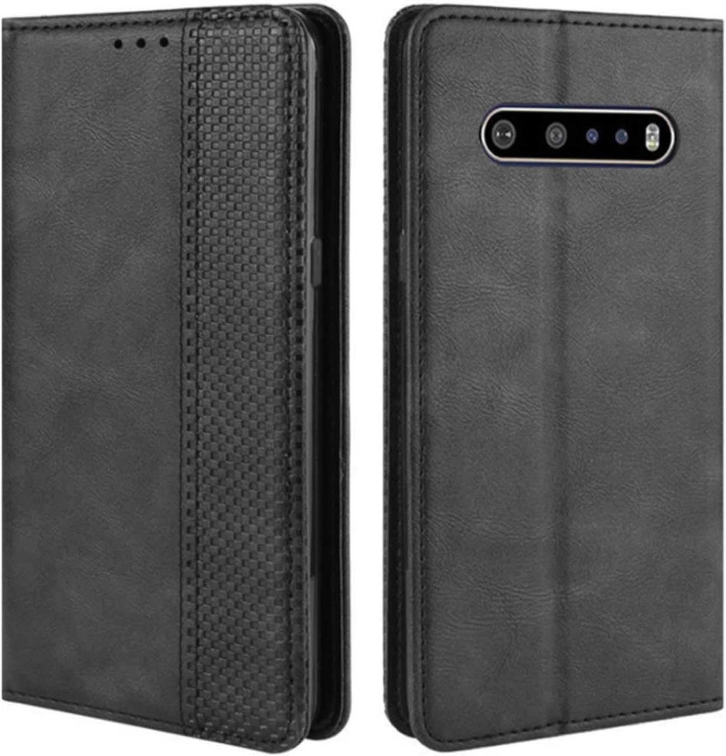 HualuBro LG V60 ThinQ Case, LG V60 Case, Retro PU Leather Full Body Shockproof