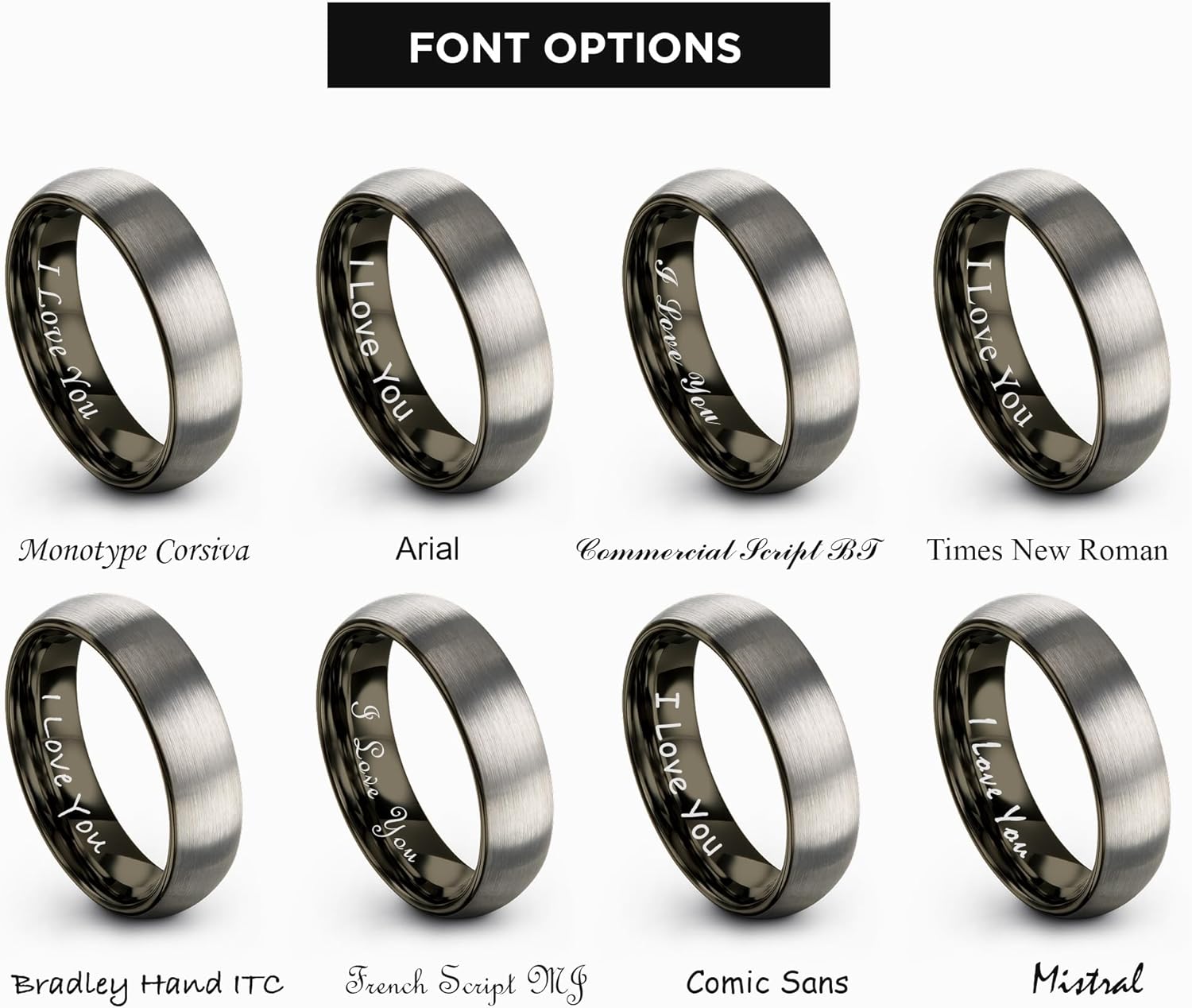 Tungsten Wedding Band Ring 6mm for Men Women Comfort Fit Blue Round Domed Brushed