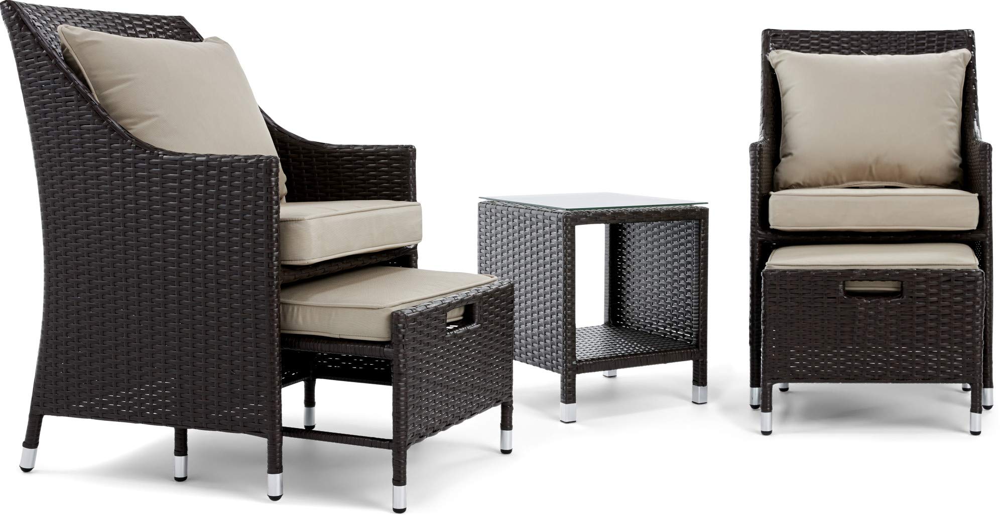 Serta Brown Resin Wicker Outdoor Patio Furniture Collection, 5 Piece ...