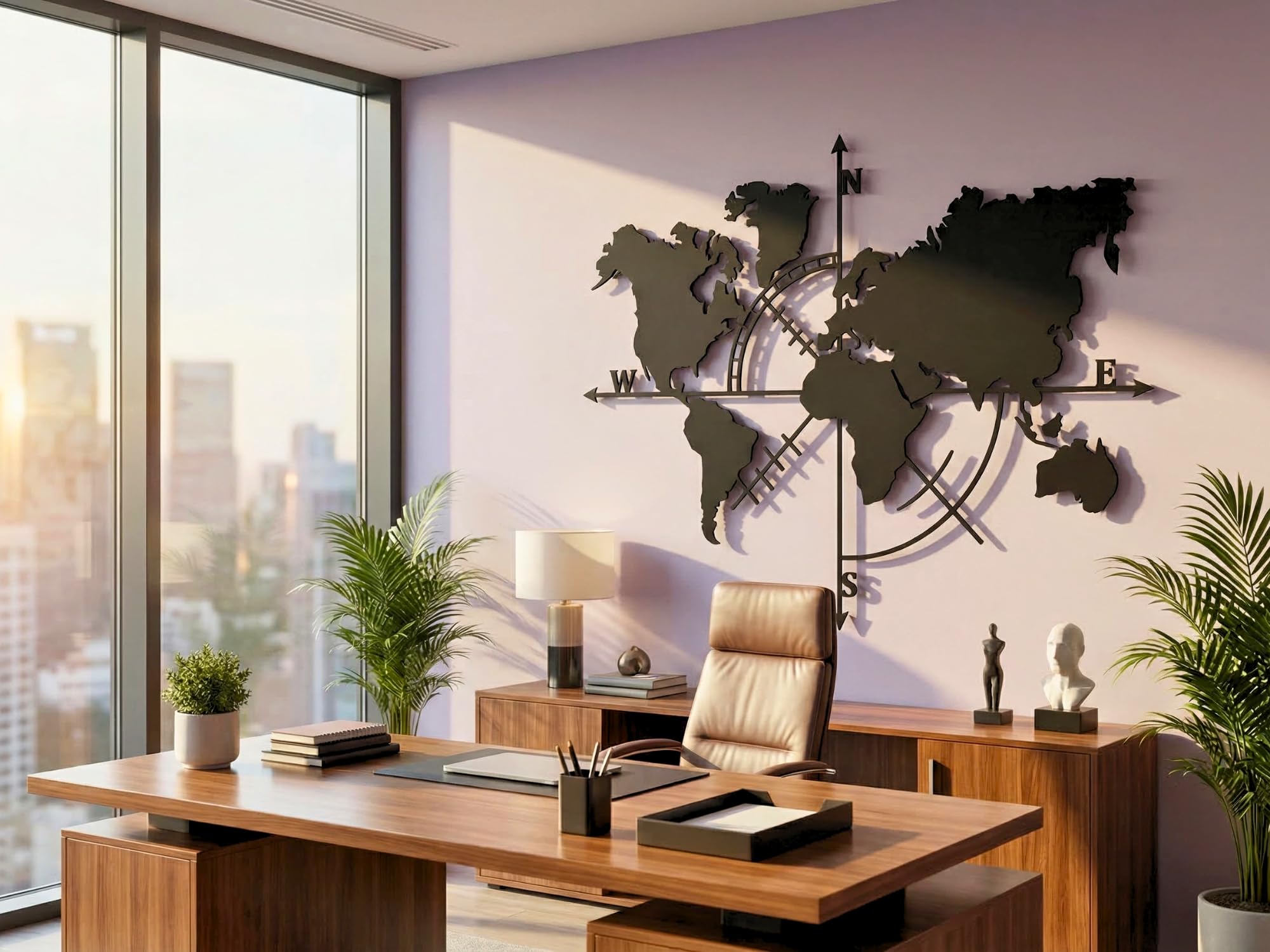 VAILLA ® Mappa del mondo, Decorazione da parete in legno, decorazione da parete in nero, oro, 3D, decorazione da parete per casa, ufficio, camera da letto, soggiorno (Mappa del mondo 5)