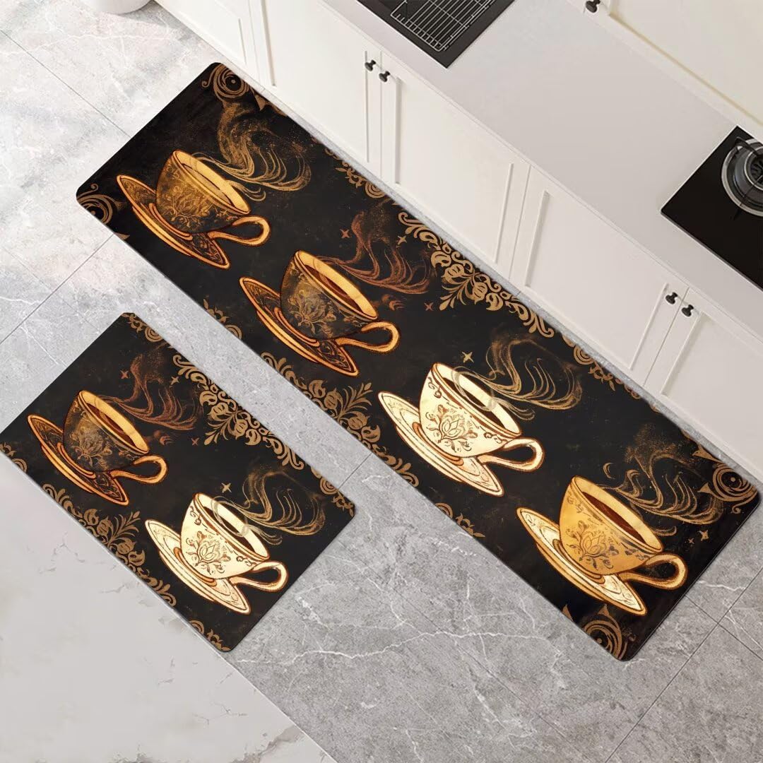 Alfombras de cocina lavables evitan resbalones y suelo mojado juego 2 piezas oscuro absorbente