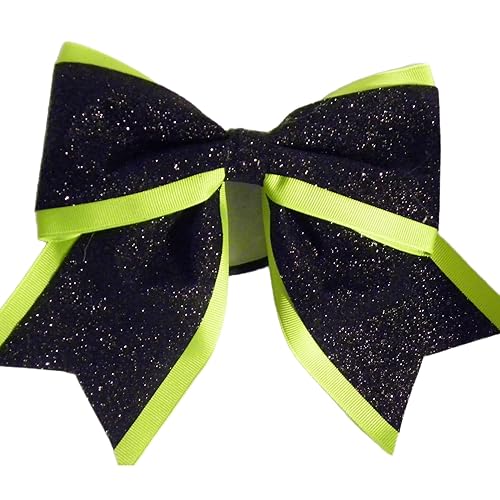 Neon Lime with Black Glitter Hair Bow (French ClipBarrette)