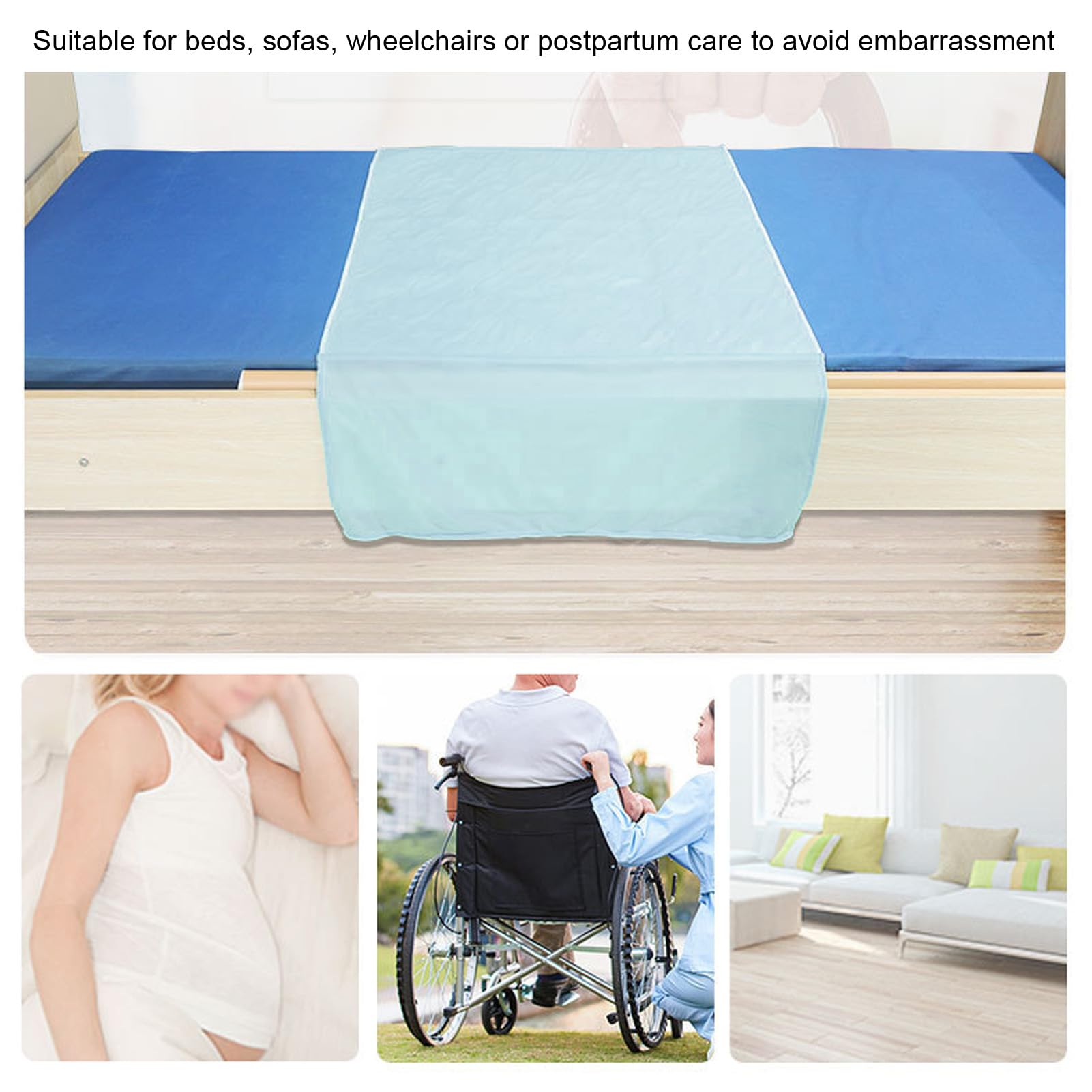 Ultra Soft Washable and Reusable Incontinence Bed Pad, Water Proof Bed Soft Cotton Layer Absorbent Bed Pad for Adults Elderly, Bed Underpads Chucks for Kids Women