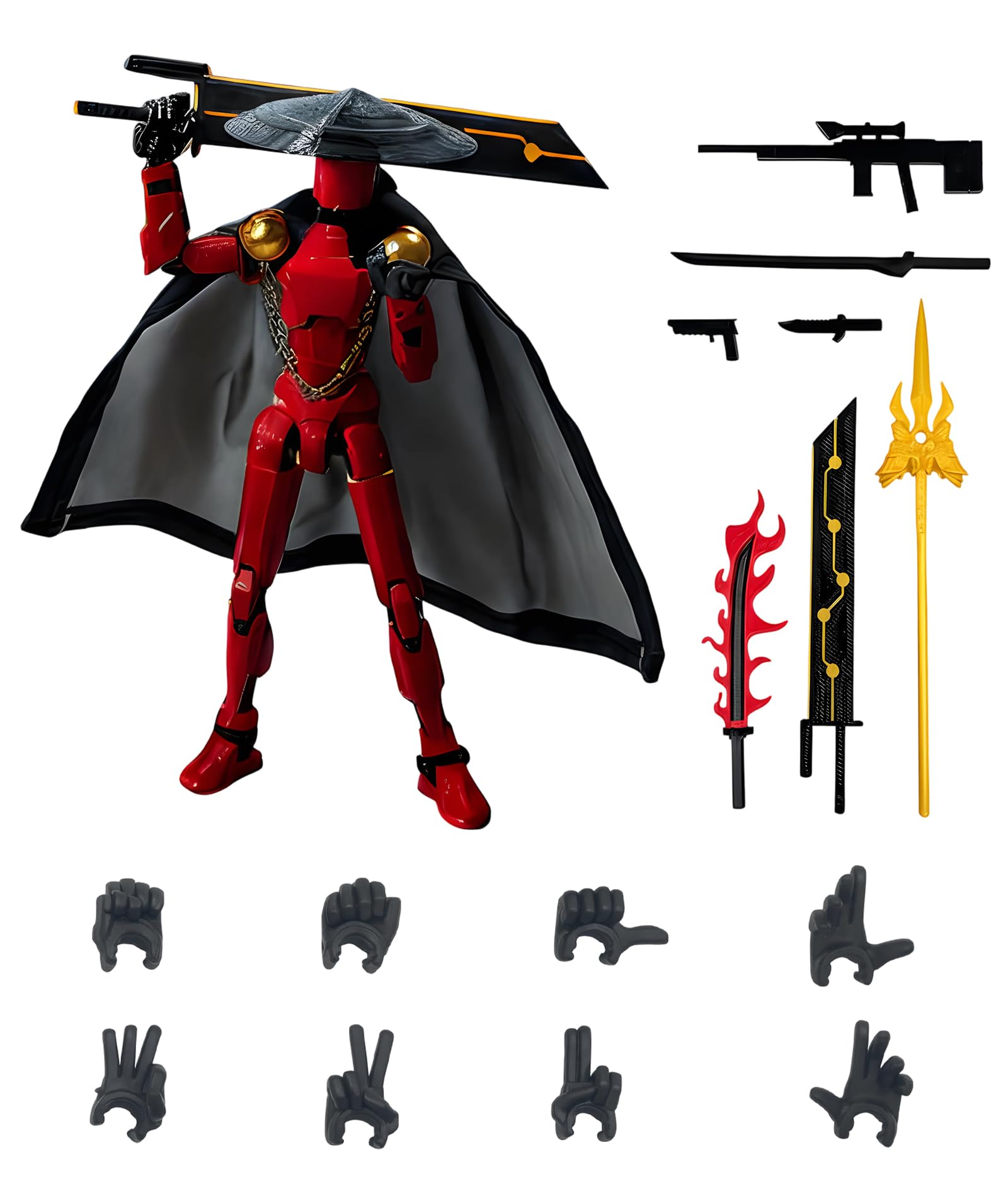 T13 Action Figure, Polyarticular Movable Action Figure Robot Figure Desktop Decoration for Kid Desktop Decorations for Game Lovers Toys Gift Or Birthday Present （Red）-image-41
