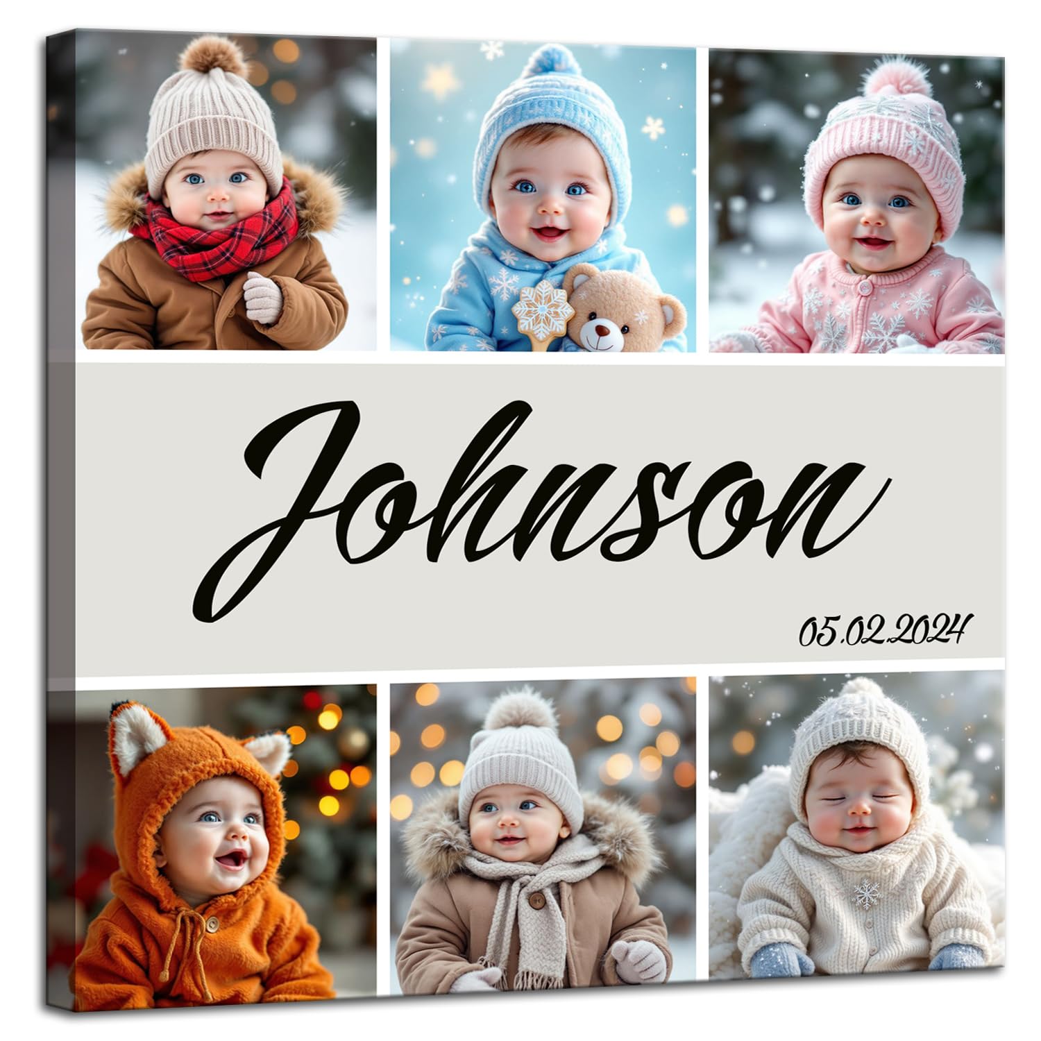 ZHIYYHAO Personalized Canvas Collage Prints with Your Photos Collage Framed 6 Picture Prints to Canvas Wall Art for Living Room Bedroom Study room Home Decor (CF-13,16.00L''X16.00W)