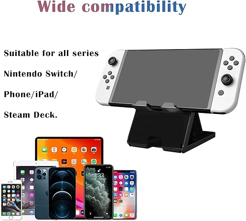 Miniatura 6 de UDEE Soporte para Nintendo Switch, Steam Deck, teléfono, iPad, soporte antideslizante plegable portátil, ajuste de ángulo de 4 niveles, color negro