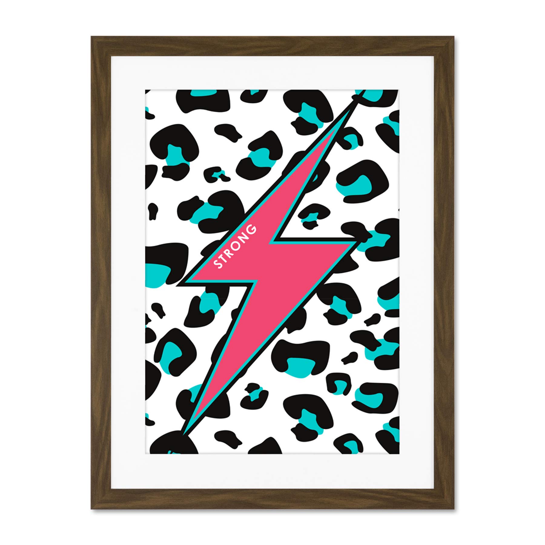 Wee Blue Coo Pink Teal Leopard Reverse Strong Large Framed Art Print Wall Poster 18x24 inch