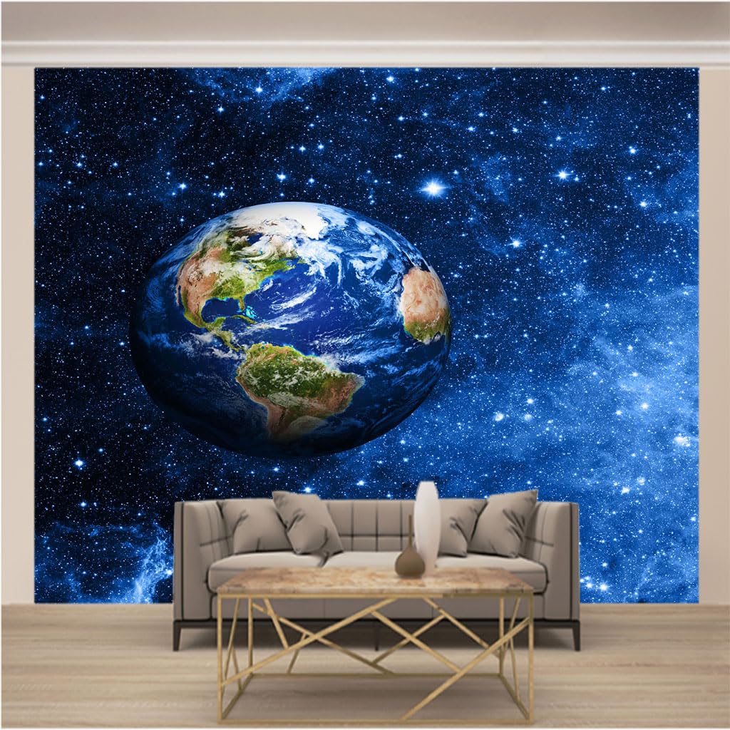 Papier peint intissé 3D planète bleu xxl décor panoramique 400x280cm salon
