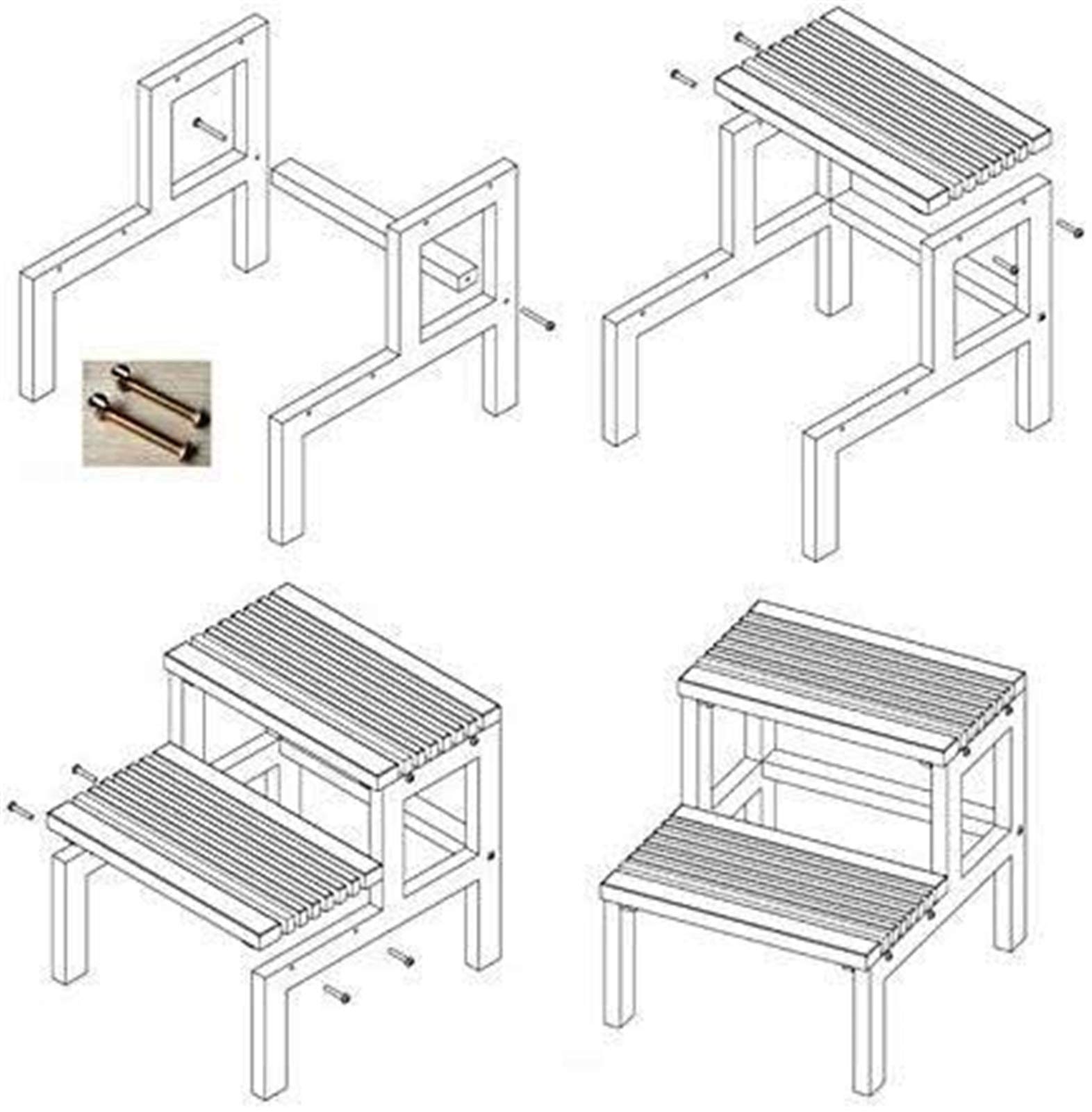 Taburete de peldaño portátil Taburete de Escalera de 2 peldaños Taburete de Escalera de Madera Maciza Banco de Zapatos Bañera Taburete de reposapiés de Barril de Madera Taburete de
