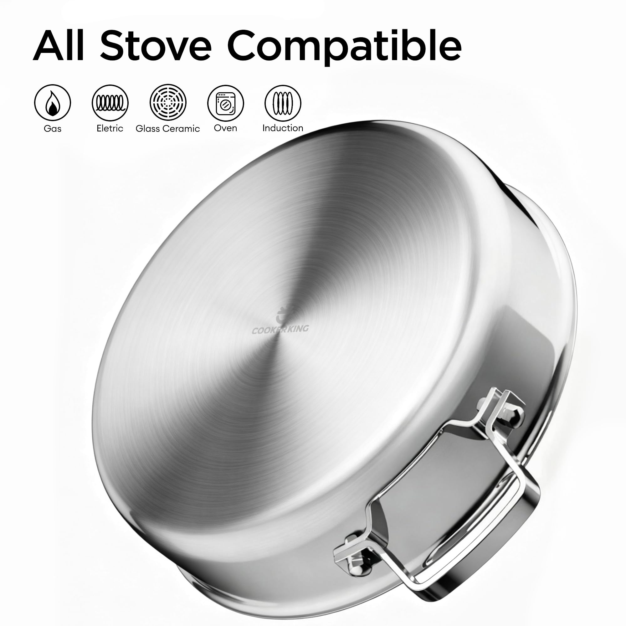 COOKER KING 5Qt Sauté Pan - Stainless Steel Braiser -5 COOKER KING 5Qt Sauté Pan - Stainless Steel Braiser -5