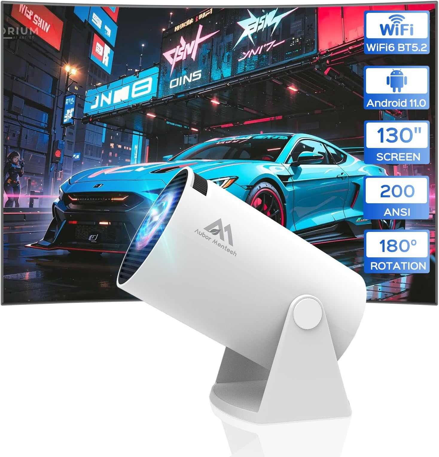 Amazon.com: Mini Projector with WiFi and Bluetooth, 180°Rotatable ...
