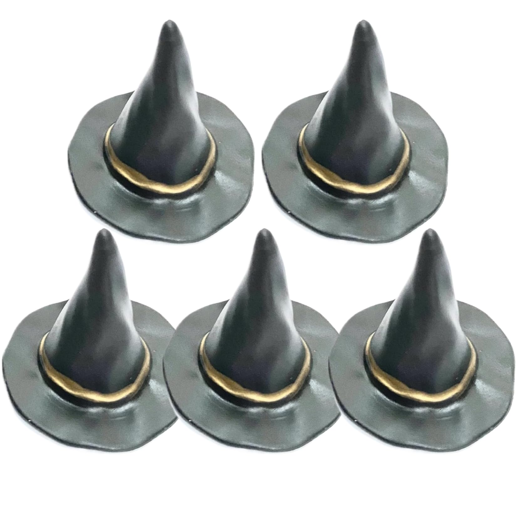 Bemonew 5 Pcs Halloween Miniatures Black Tiny Witch Hat Diy Decorative Mini Halloween Figurines For Dollhouse, Wine Bottle, Party Table, Photo-Taking Ideal