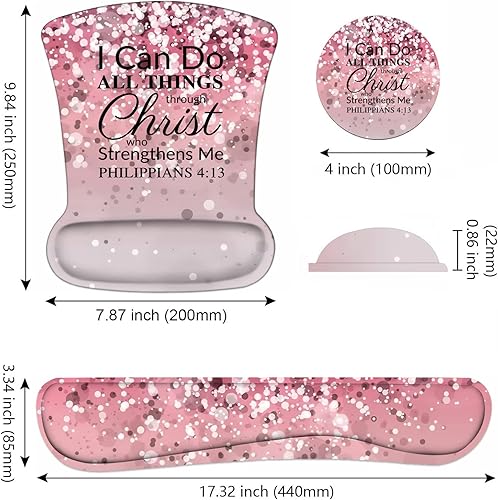 Miniatura 3 de Juego de almohadilla ergonómica para mouse con soporte de muñeca y teclado con posavasos, base de poliuretano antideslizante, fácil de escribir y