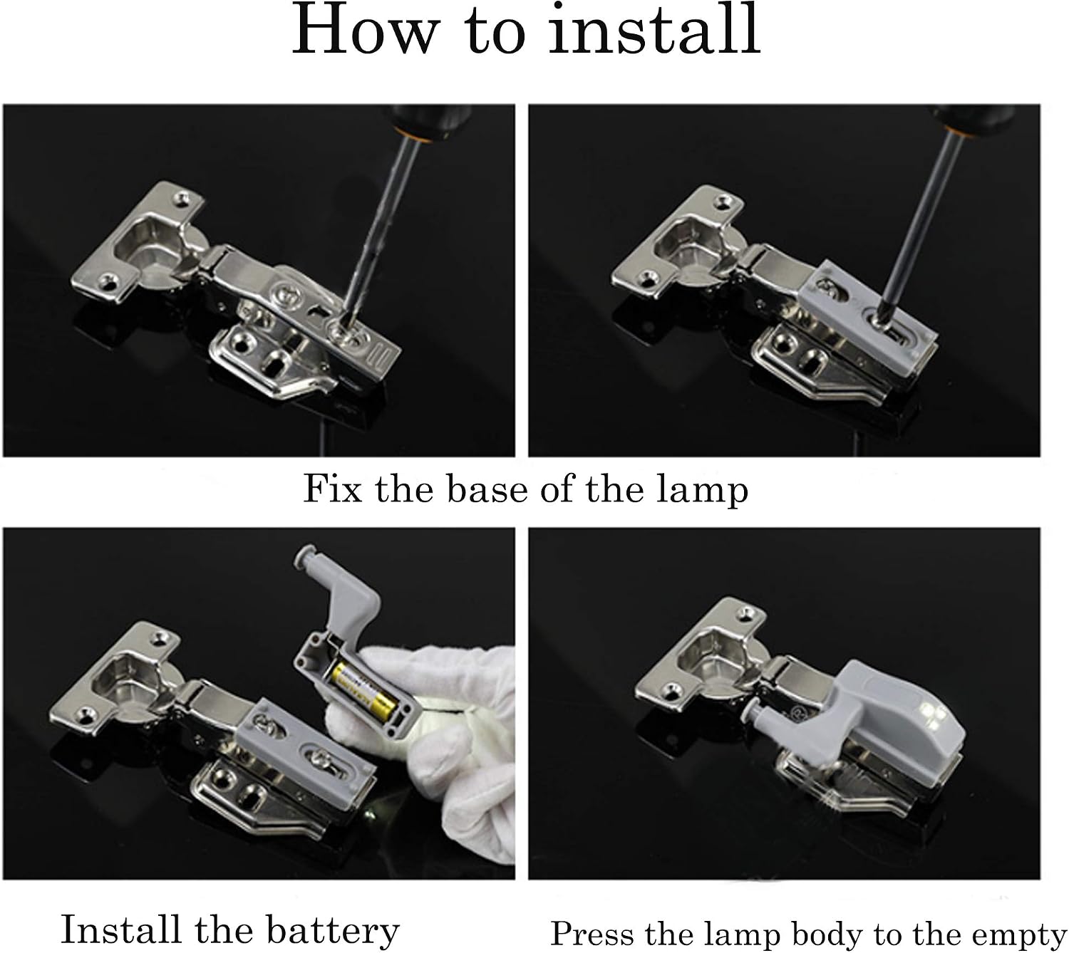 12Pcs Universal Cabinet Cupboard Hinge LED Light Sensor Light for Modern Kitchen Home Lamp-Warm White with Battery