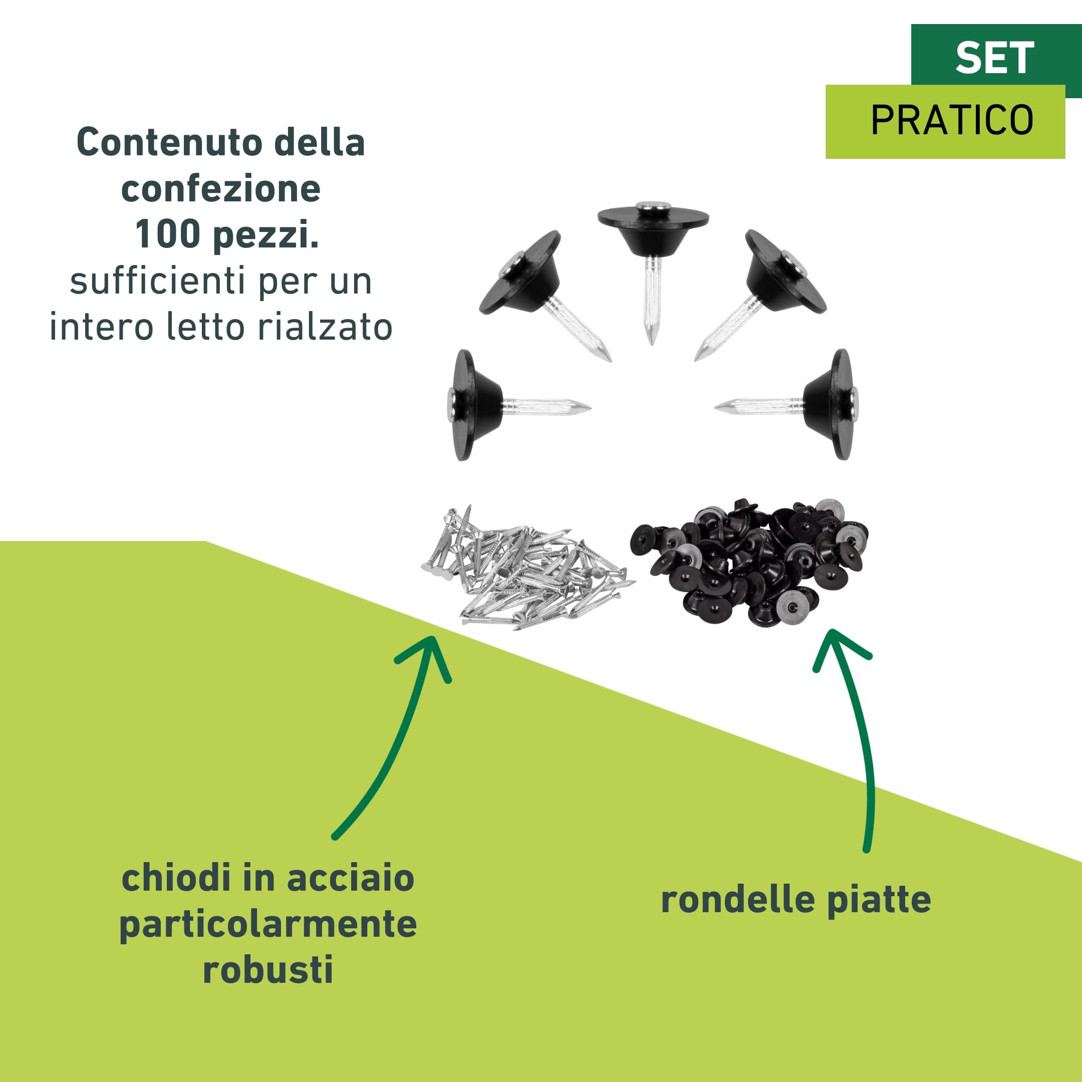 Chiodi Di Tenuta Per Teli - 100 Pezzi 3,5x30 Mm Con Rondella, Acciaio Zincato, Per Edilizia E Giardinaggio - Foto 2
