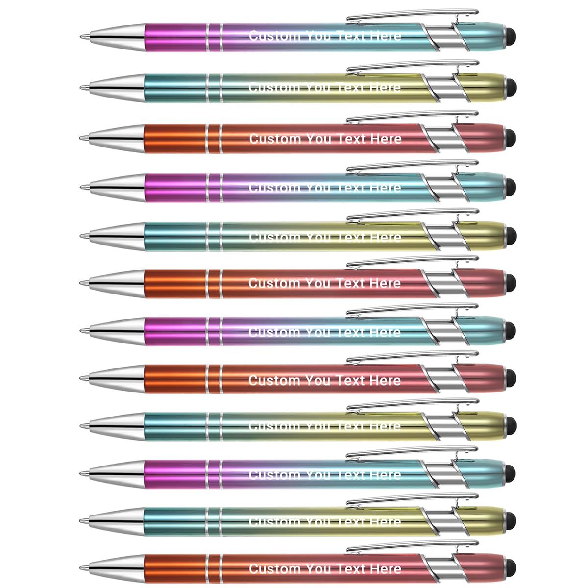 Zoonnis 60 Pcs Personalised Ballpoint Pens with Stylus Tips for Business Personalized Engraved Pen In Bulk for Women Men with Name Text Custom Pen Writing Customised Pen With Black Ink for School โ image 1