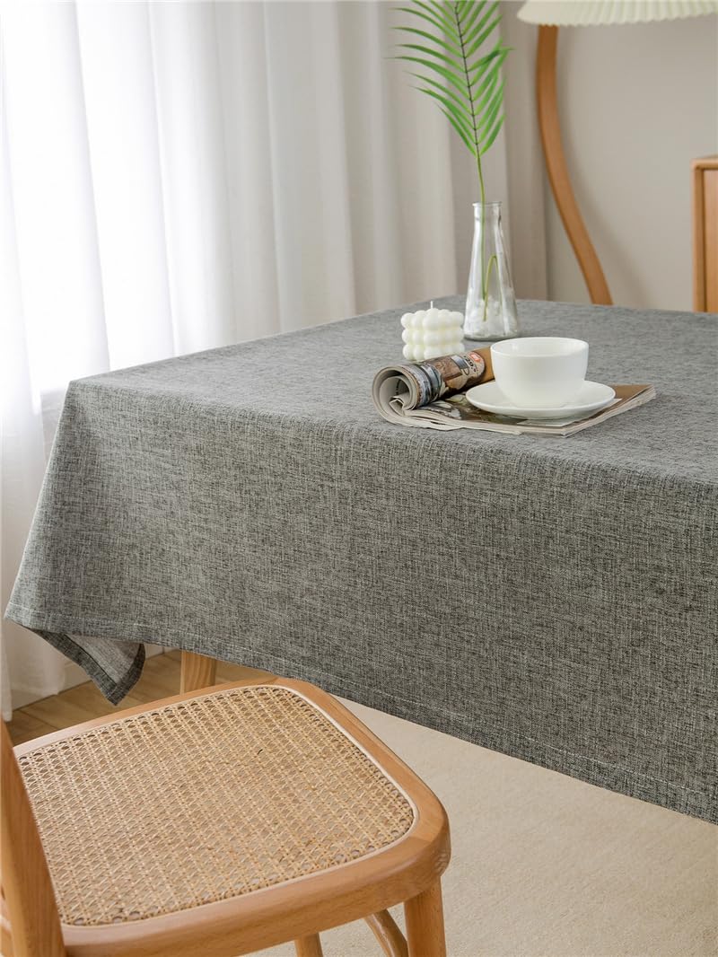 Generico Tovaglie Antimacchia, Tovaglie Rettangolari Antipolvere Tovaglia Grigio Scuro 140X240Cm (55,1X94,5 Pollici) Impermeabile Protezione Da Tavolo In Lino Per Cucina Giardino Esterno
