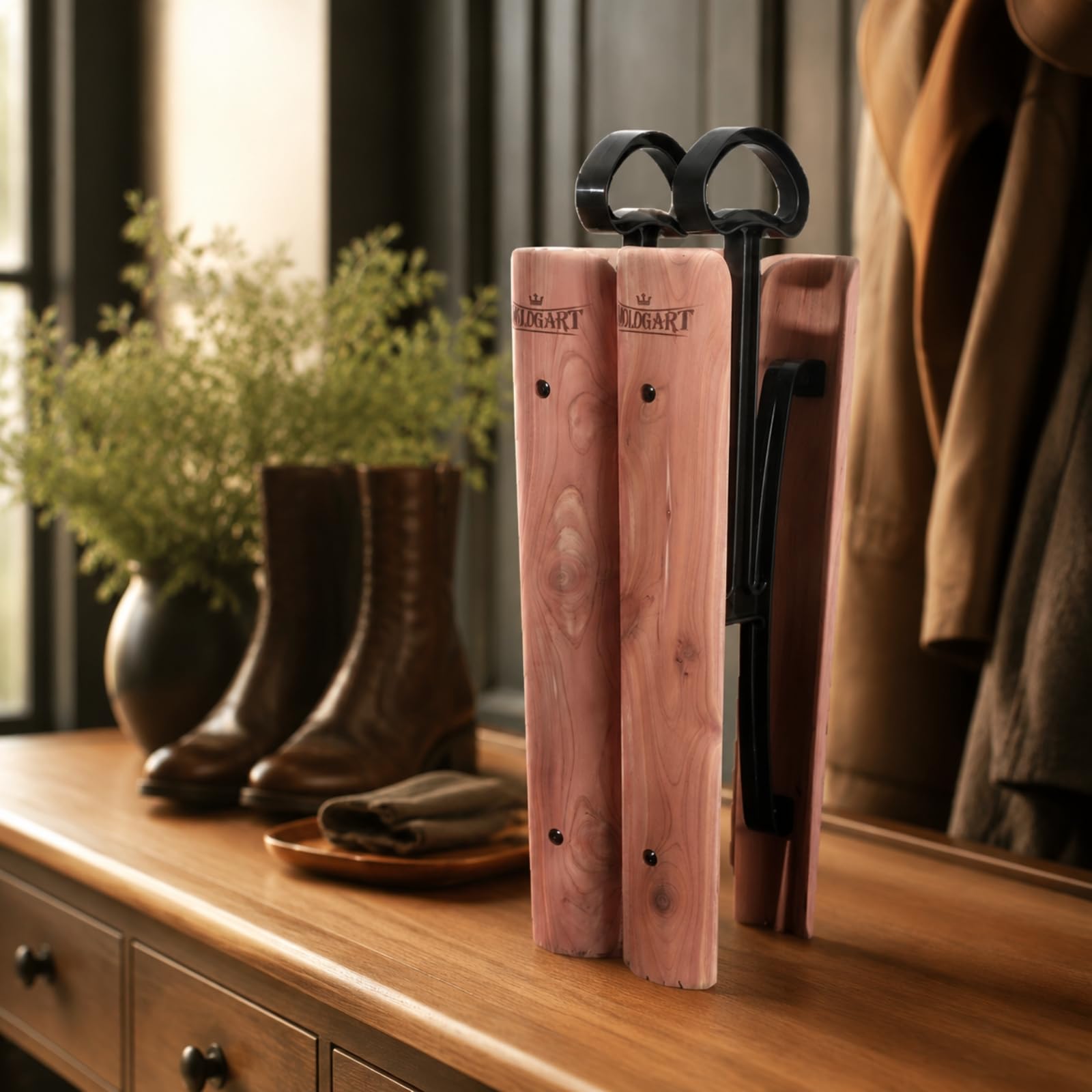 Qianly Embauchoir à Bottes avec Poignée Robuste Embauchoir En Cèdre Stable Accessoire pour Dressing