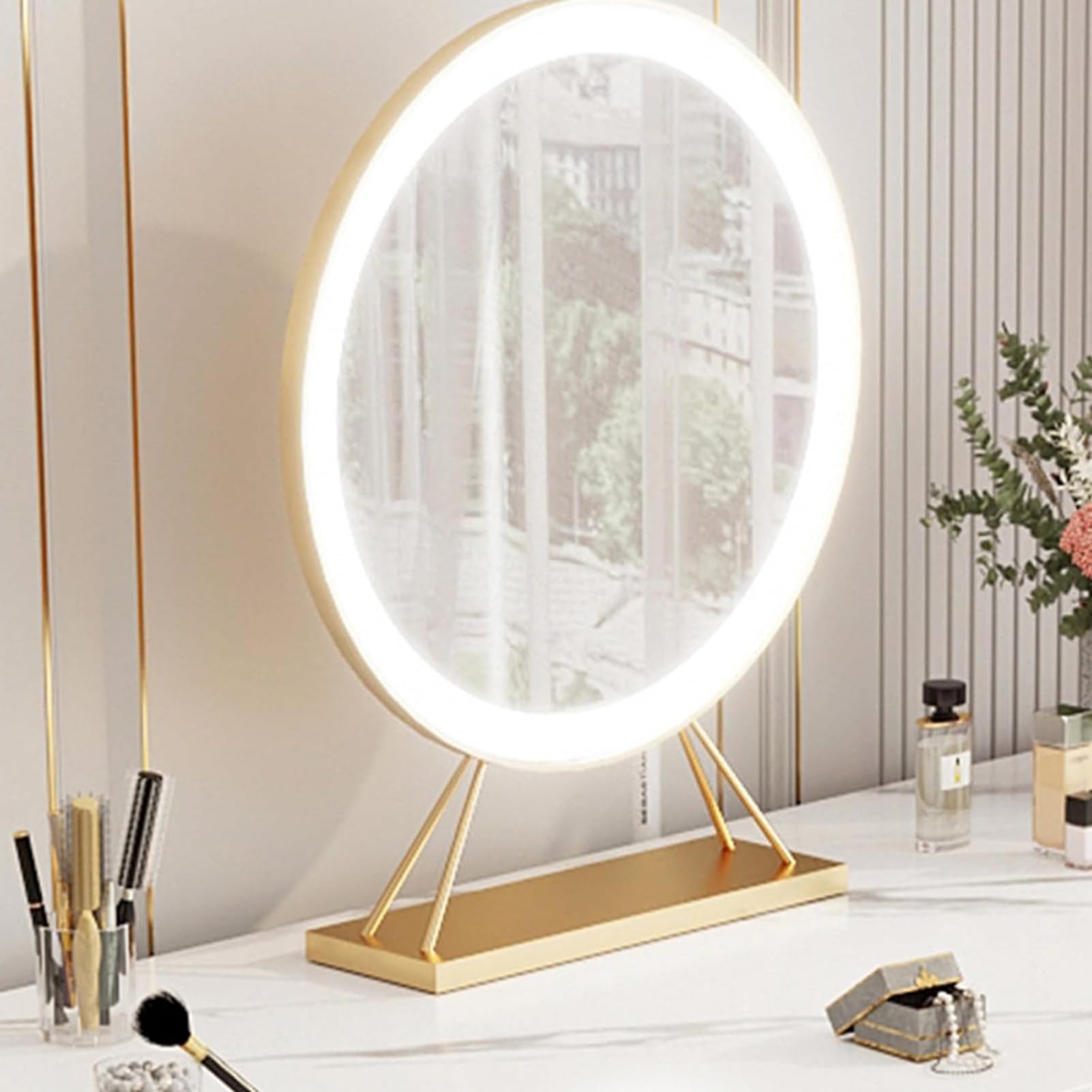 Set da scrivania con grande specchio e 2 cassetti, elegante postazione trucco per donne e ragazze, perfetto per camera da letto, casa, ufficio, ideale (verde)