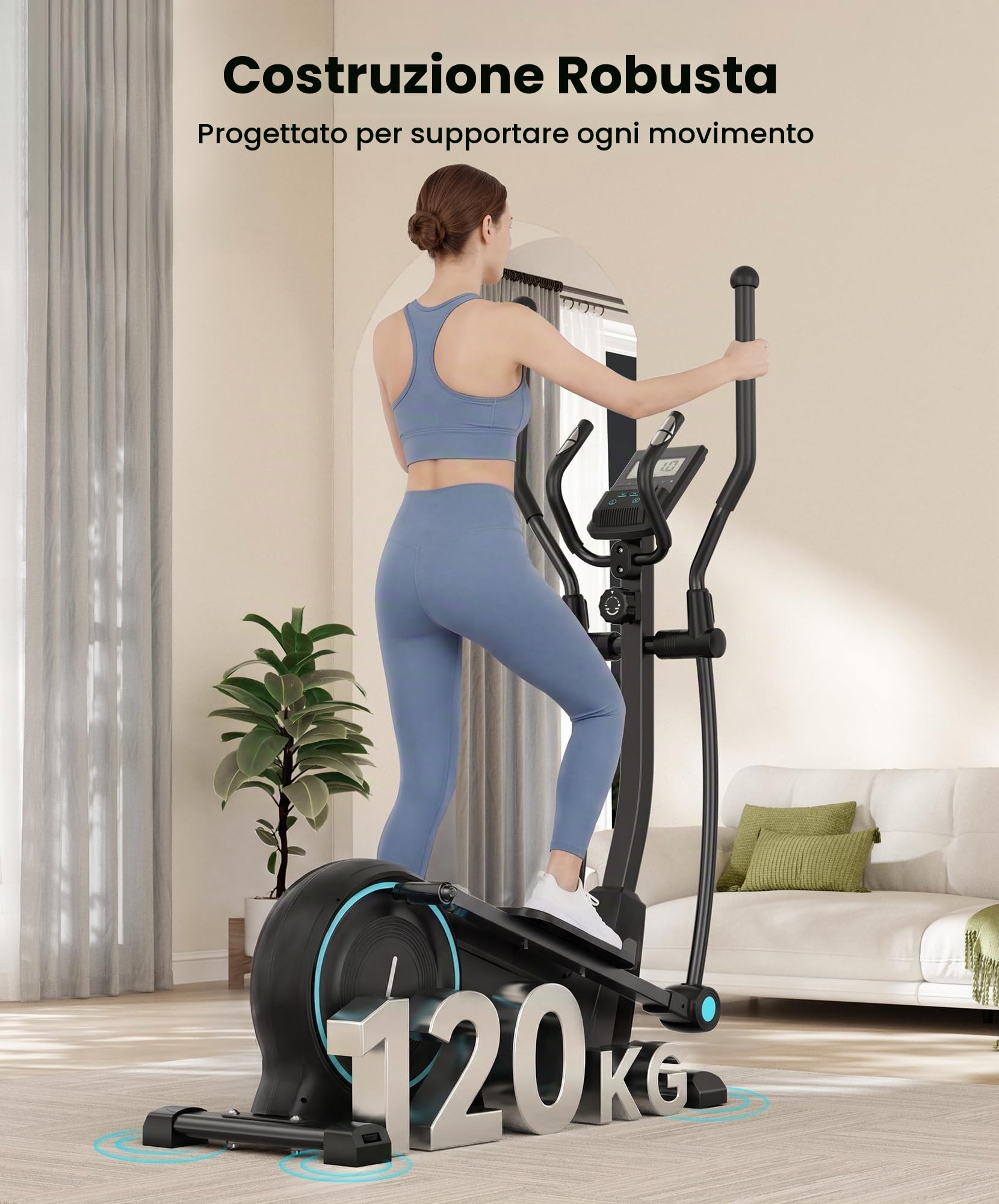 Dripex Ellittica da Casa Ultra Silenziosa, 16 Livelli di Resistenza Magnetica, Display LCD, Supporta fino a 120 kg, Macchina Cardio per Allenamento Total Body