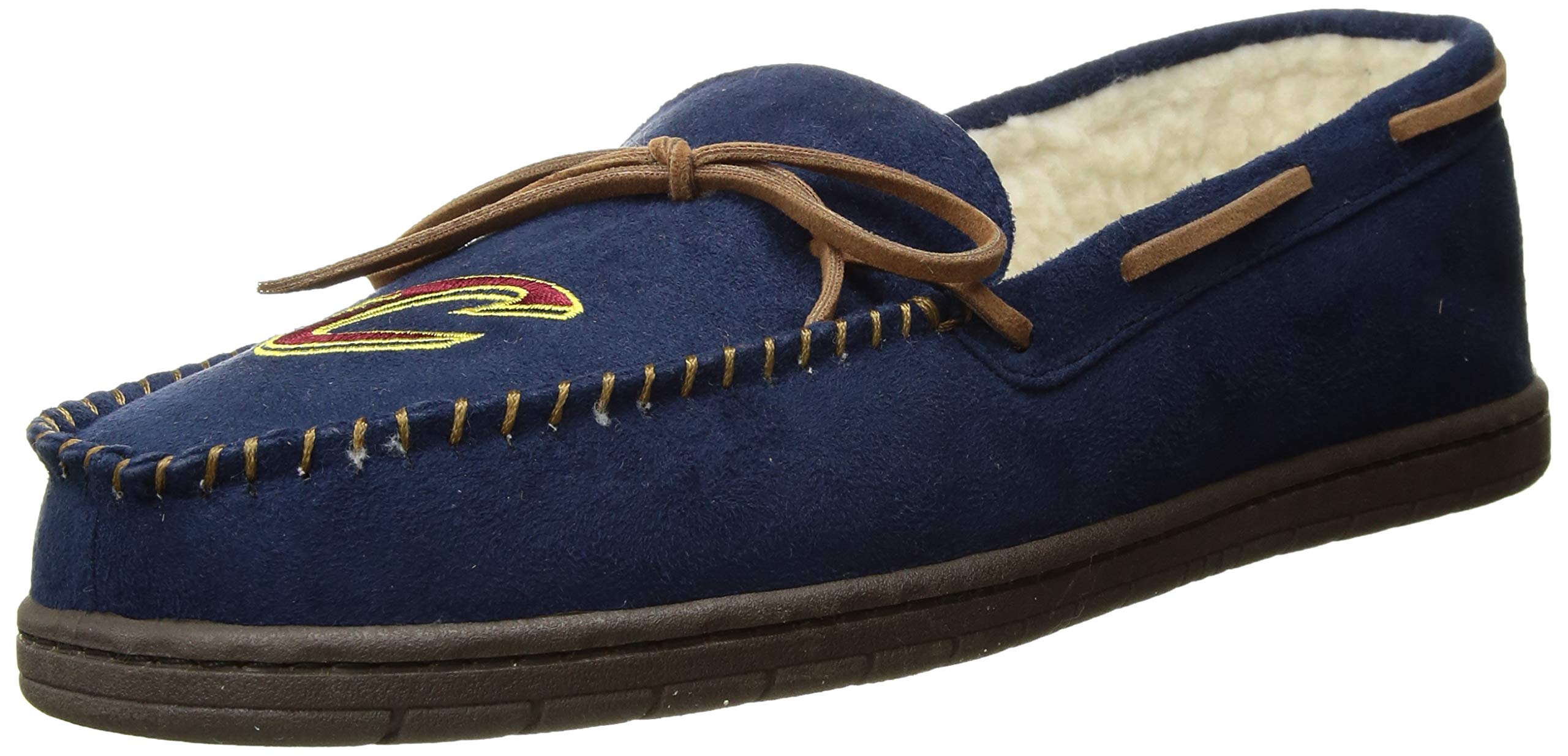 FOCO NBA Cleveland Cavaliers Mens Team Color Big Logo Moccasin SlippersTeam Color Big Logo Moccasin Slippers, Team Color, XL / 13-14