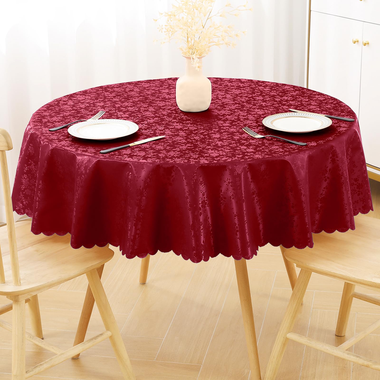 Smiry Round Waterproof Heavy Duty Vinyl Tablecloths, 60 x 60 Inch