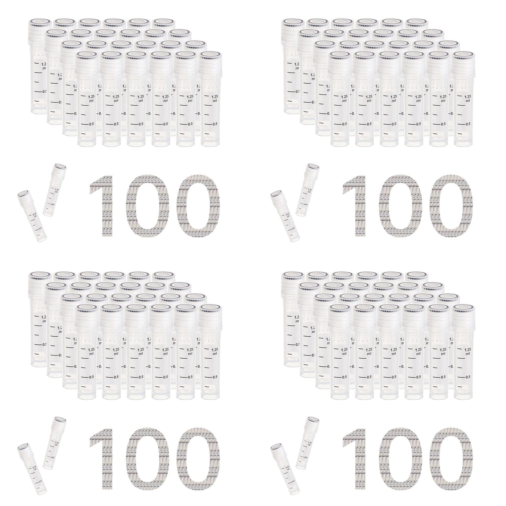 Hndhbfgrt Cryovials Sterile Tubes 2ml Lab Vials with Caps Cryovial for Low Temperature Storage, Case of 400