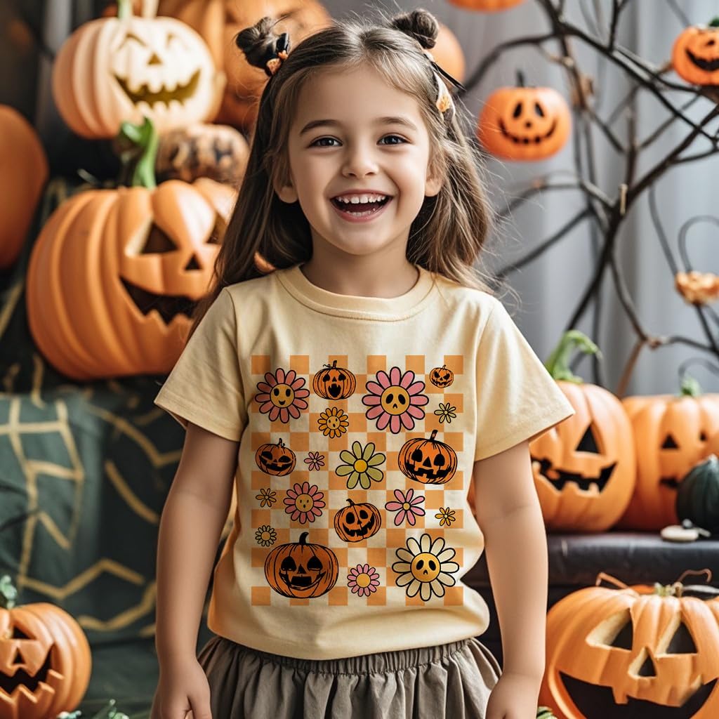 Boys Girls Halloween Shirts Toddler Short Sleeve Pumpkin Spooky Dude Bat Tee Tops T-Shirts 2-7 Years