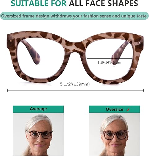 Miniatura 5 de Eyekepper Paquete de 5 lentes de lectura de gran tamaño, los lectores retro para mujer incluyen 2 pares negros + 1.00