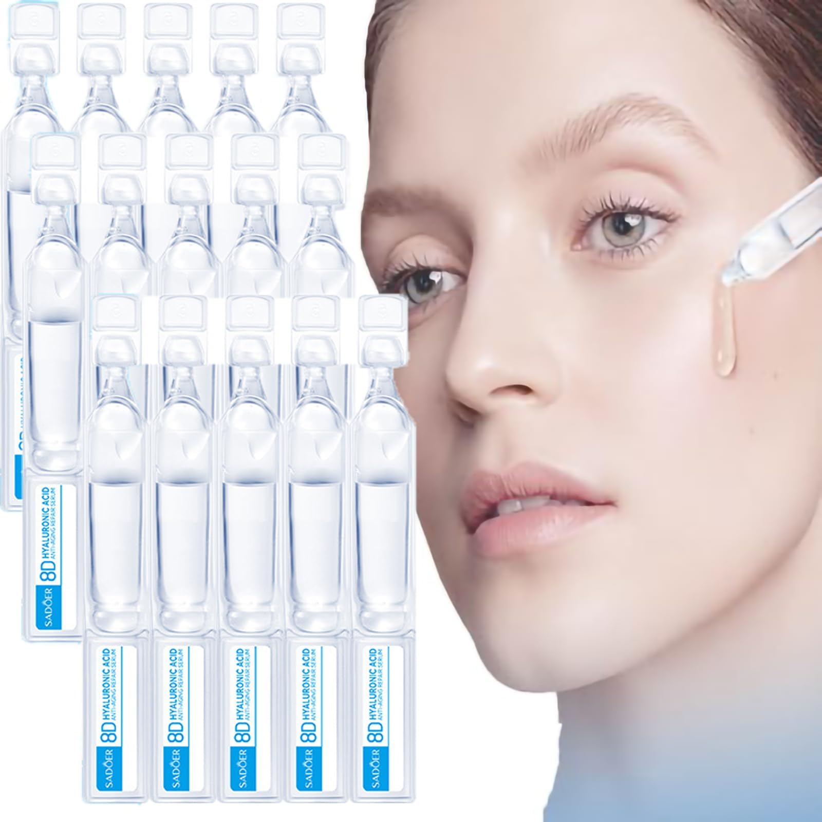 KASTWAVE3% Hyaluronic Acid Serum Ultra-Hydrating Vials, 60pcs Hyaluronic Acid Tubes, Ultra Hyaluronic Acid Tubes, Glass Skin Ultra-Hydrating Serum