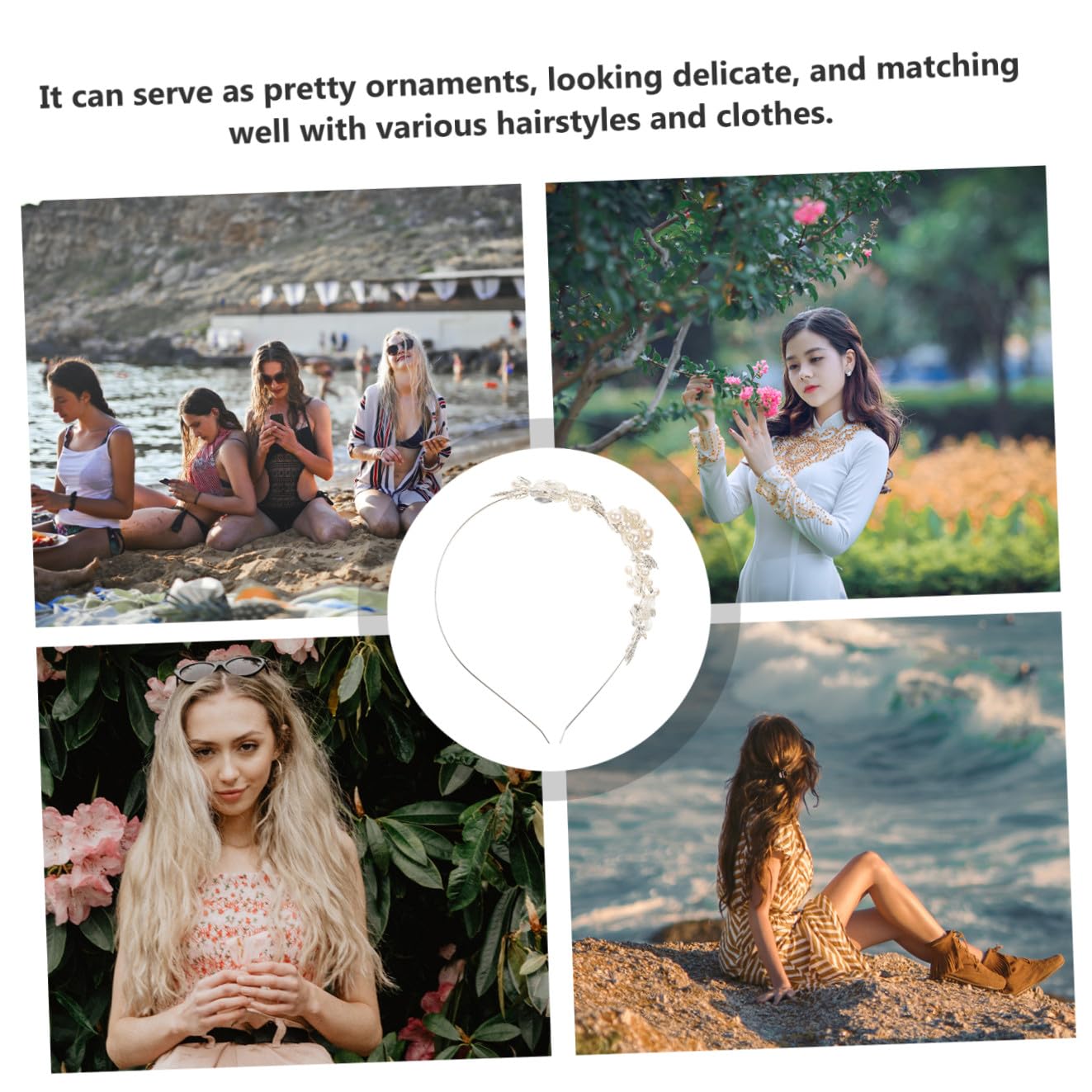 Beavorty 3piezas Diadema De Perlas y Flores Hecha Mano Accesorio De Cabello Para Novias y Niñas Para Bodas Fiestas y Fotografía