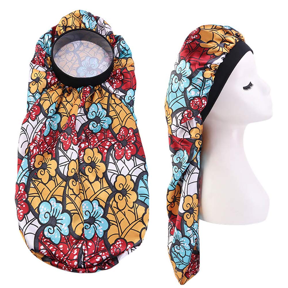 Extra Long Colorful Satin Bonnet Sleep Cap Long Bonnet for Braids Hair Loose Cap (Colorful Clouds)