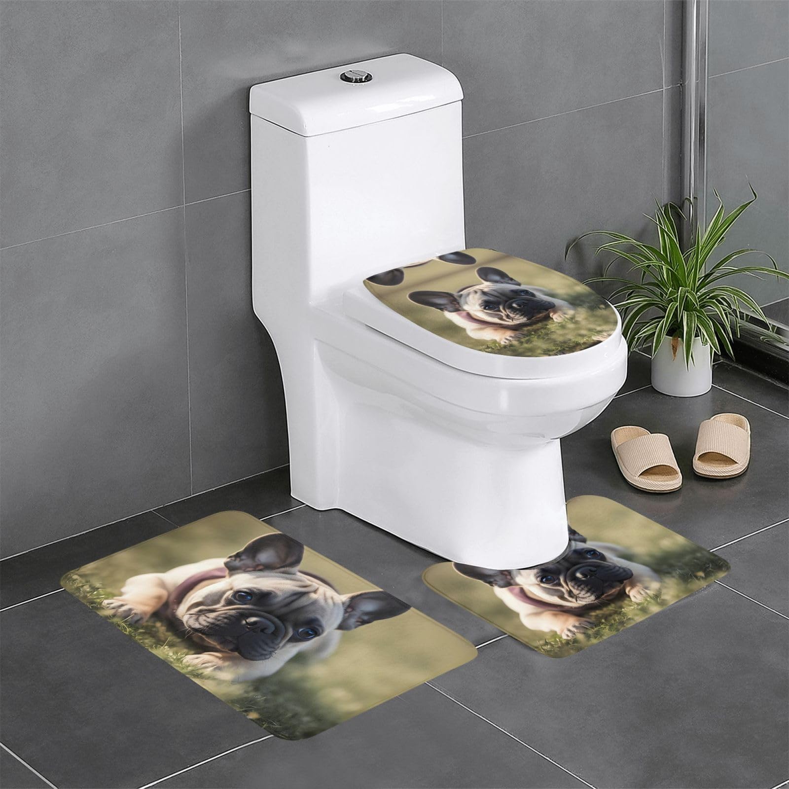 Tapis de bain bouledogue français pour une salle de bain moderne et chaleureuse