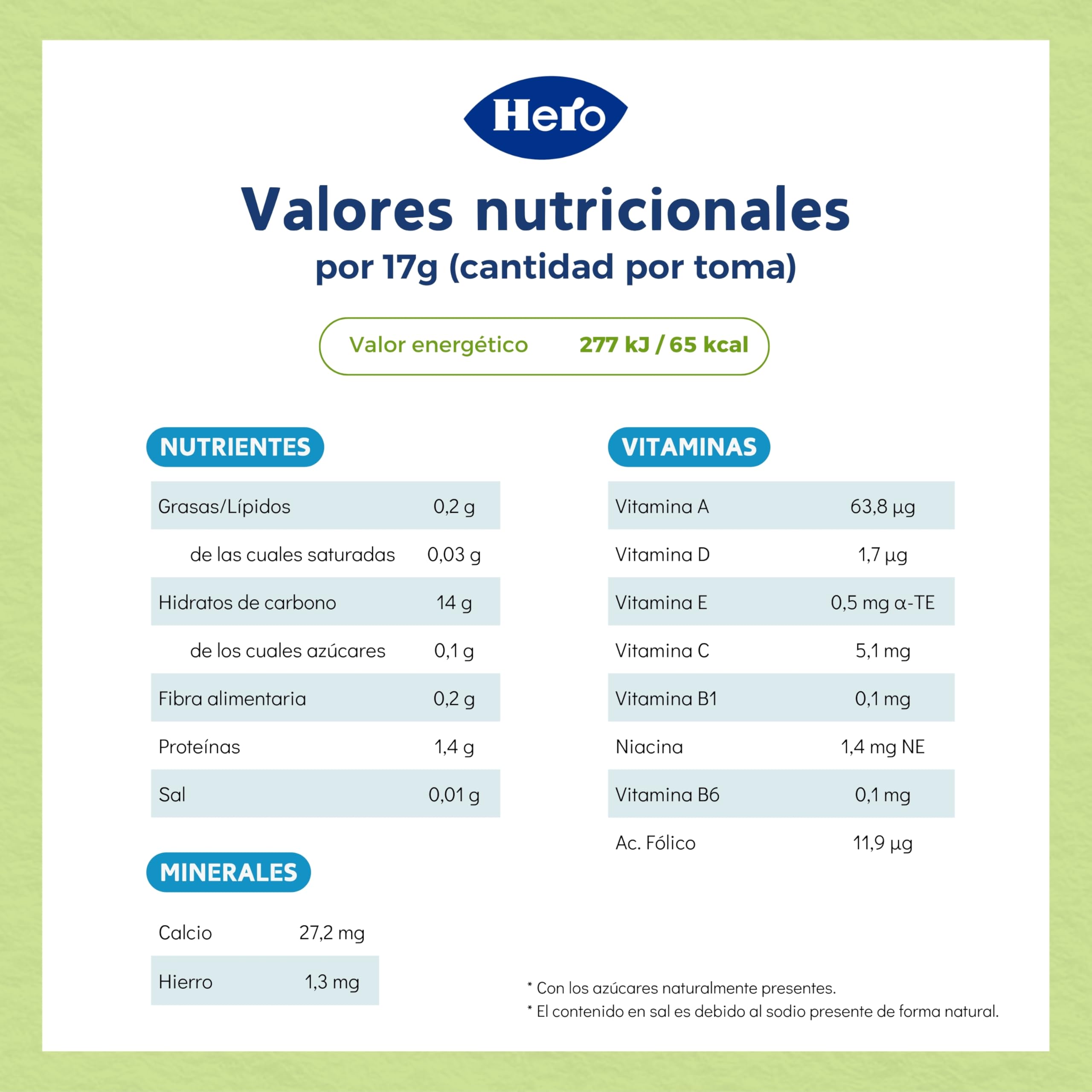 Hero Solo Papilla Crema de Arroz, Sin Gluten, Rica en Fibras y Vitaminas, Sabor Natural para Bebés, a partir de 4 meses, Pack x 6 units x 220 g