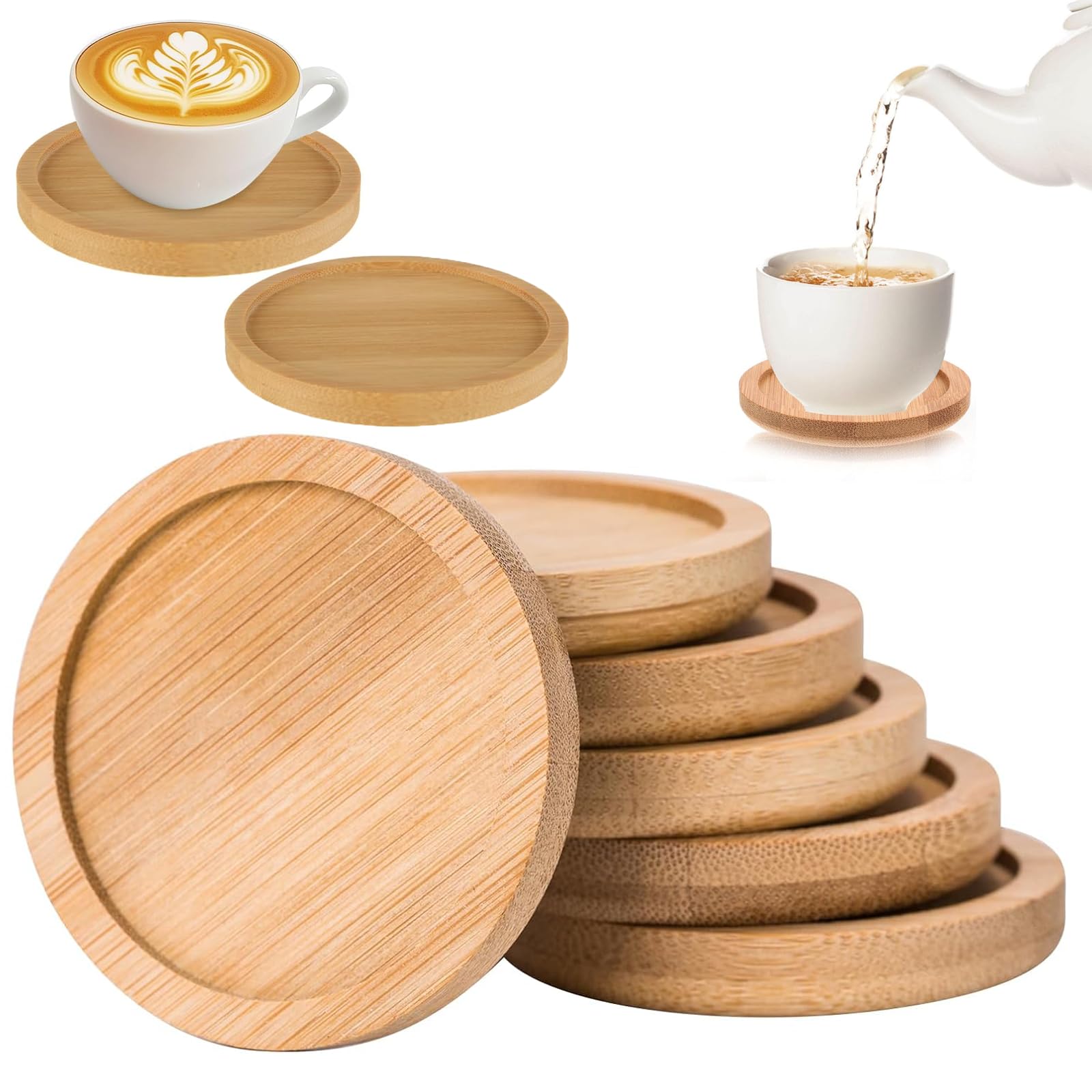 6 Piezas Posavasos, Porta Vasos, Conjunto De Posavasos Redondos, Adecuado para Tazas De Café, Tazas De Té, Tazas De Vino e Incluso Macetas Pequeñas, De 6,5 Centímetros De Diámetro