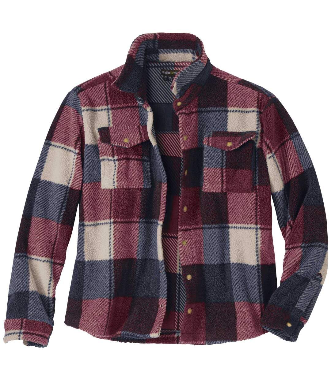 ATLAS FOR MEN - Men's Multicoloured Checked Sherpa Overshirt - 4XL