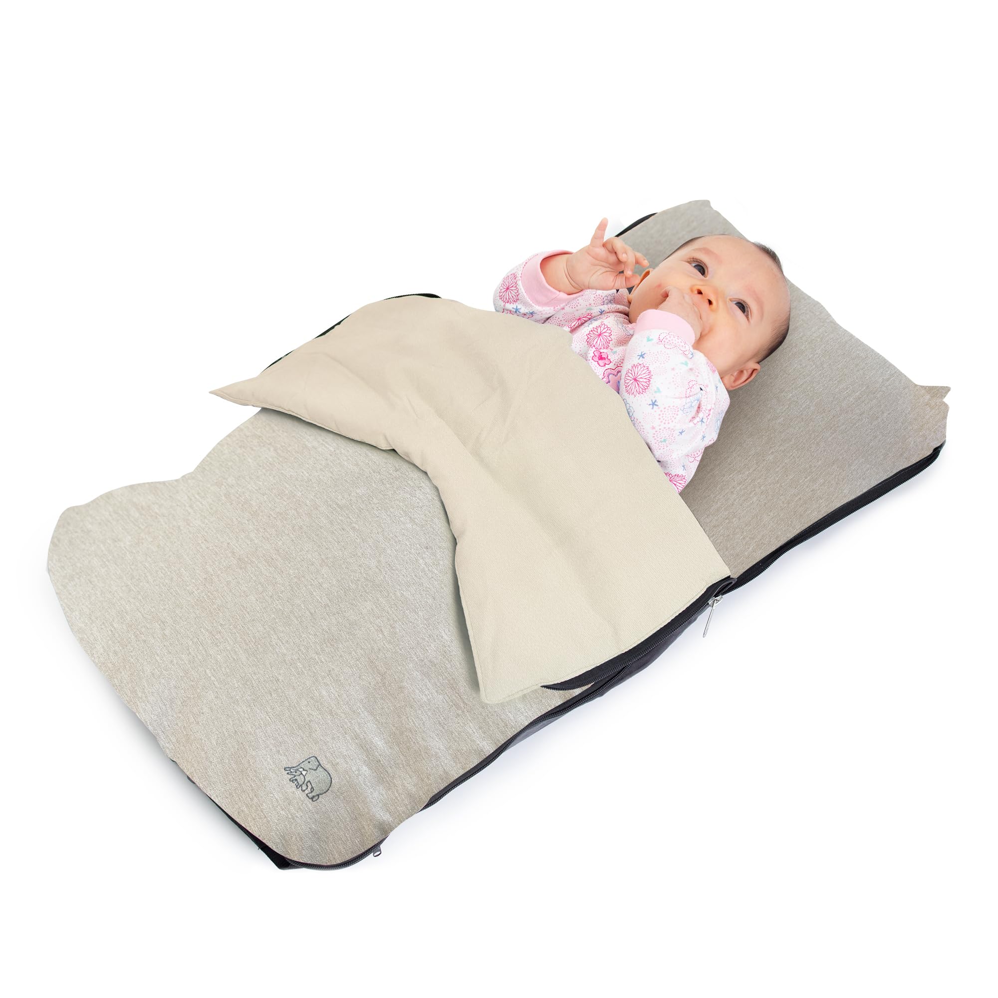 Deryan Air Traveller – Baby-Reisebett mit Matratze, für Flugzeuge und Reisen, 2 in 1 Stuhl und Bett, mit Tragetasche - 70x40x7 cm - Creme