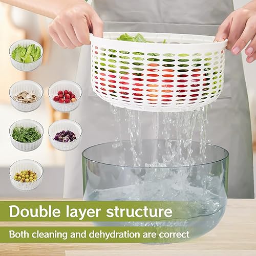 Miniatura 3 de Molinillo eléctrico para ensaladas de 6.3 cuartos de galón, gran capacidad, giratorio automático de secado rápido para lechugas y verduras que sirve