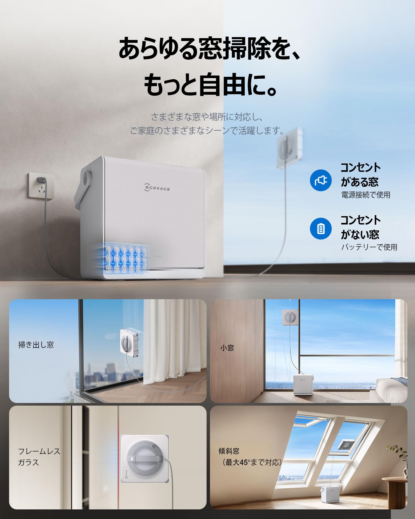 Amazon.co.jp: ECOVACS (エコバックス) WINBOT W2S PRO OMNI 窓掃除 窓