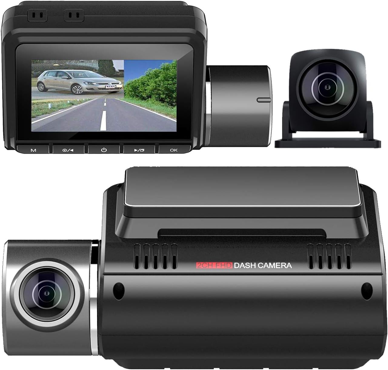 Vizomaoi M5 Dual Dash Cam Front and Rear 1920x1080P, Dash Camera for Cars Built in WiFi and GPS, Car Camera Backup Camera with 3'' LCD Screen, WDR, G-Sensor, Parking Monitor, Loop Recording