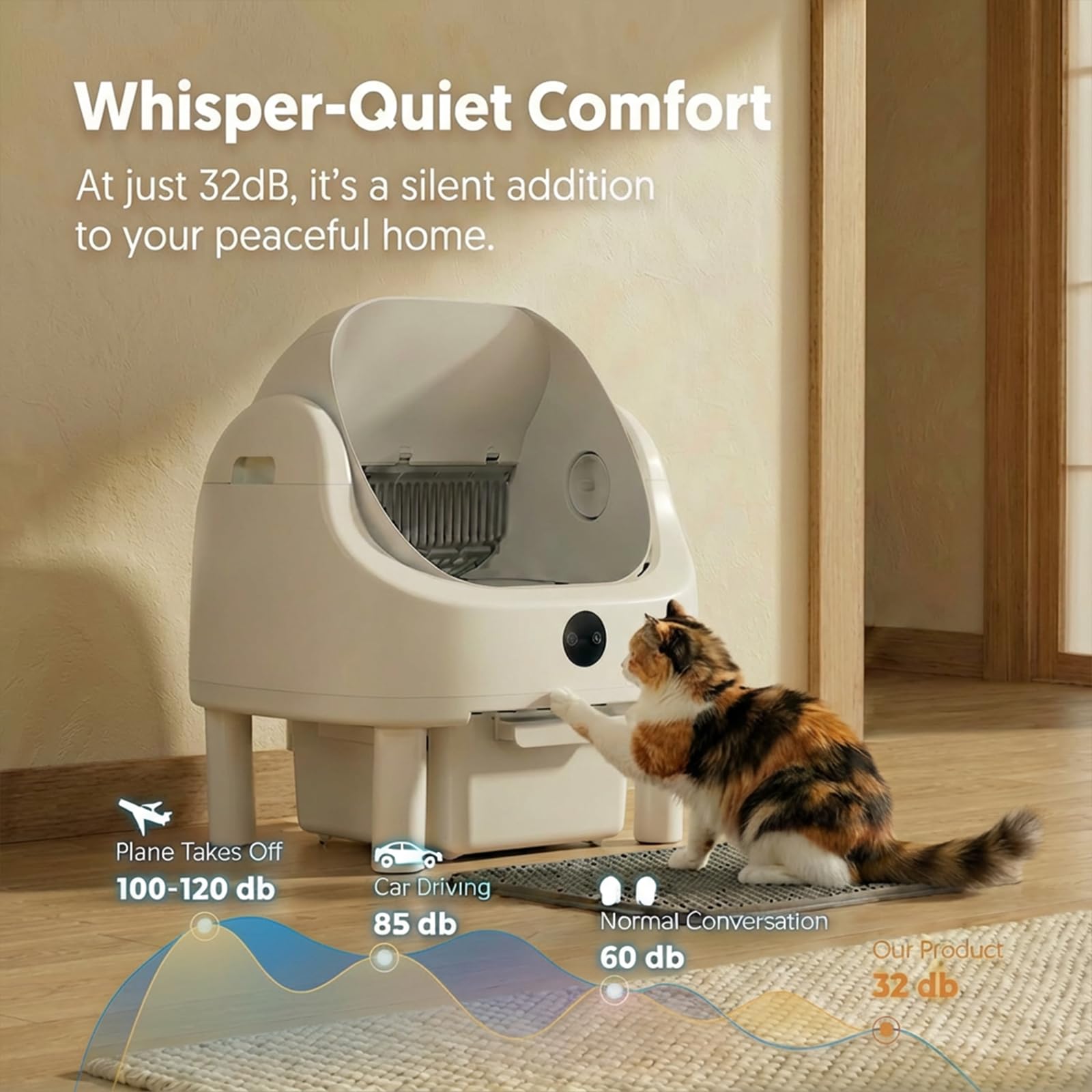 Automatic Litter Box, Self Cleaning Litter Box for Multiple Cats, Odor & Scoop Free, Apple Control, Large Space with Safety Protection, Opening Top, Real-Time Monitor - image 3