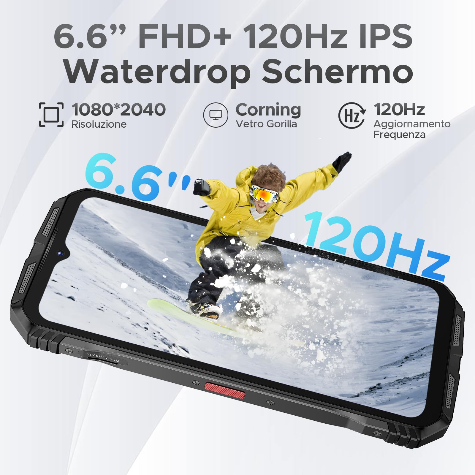 DOOGEE S118 Pro Rugged Smartphone 5G, 512GB + 24GB, Dimensity 7050 10800mAh/33W, 108MP+20MP+8MP Telefono Indistruttibile, Android 14 6,6" FHD+ 120Hz, 5G Dual SIM/WiFi 6/NFC/OTG, Rosso