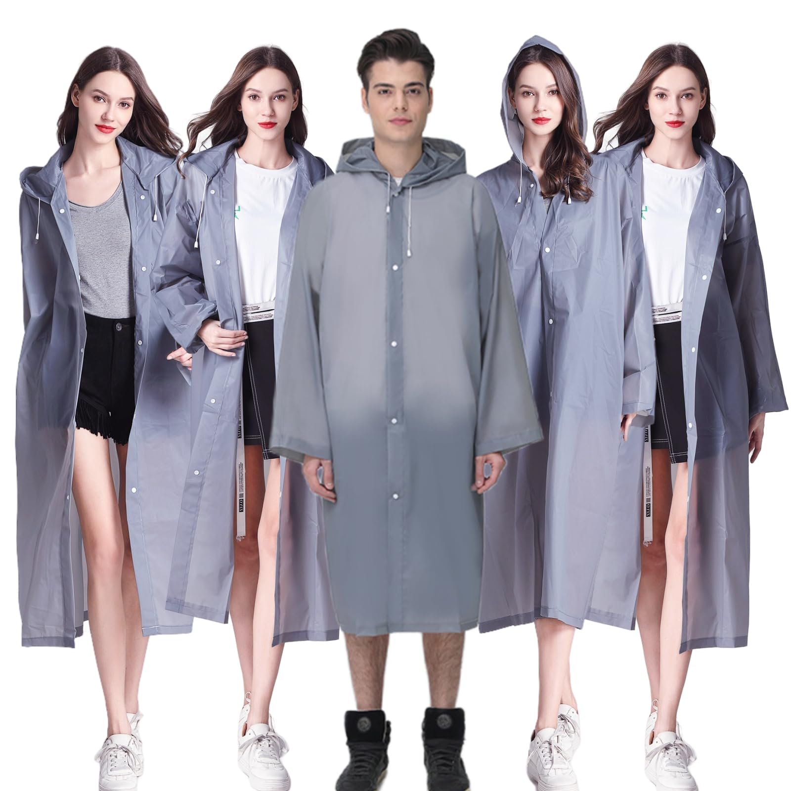 Rain Ponchos for Adults Reusable, 2-5 Pack Raincoat for Women Men, Waterproof Rain Coat Gear with Hood Drawstring