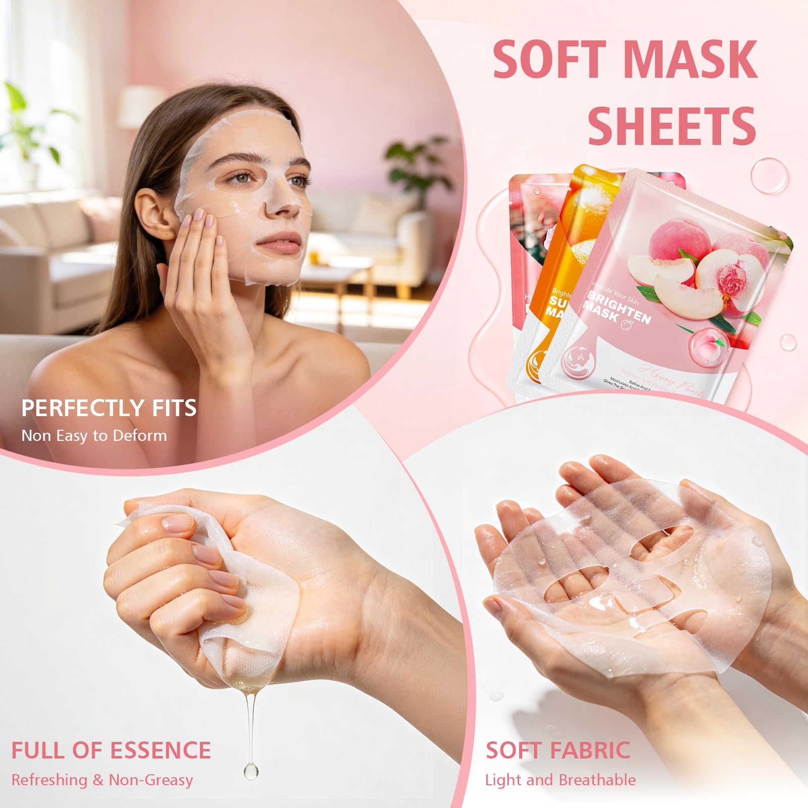 Maschera per il viso in tessuto, 60 pezzi, set regalo da donna