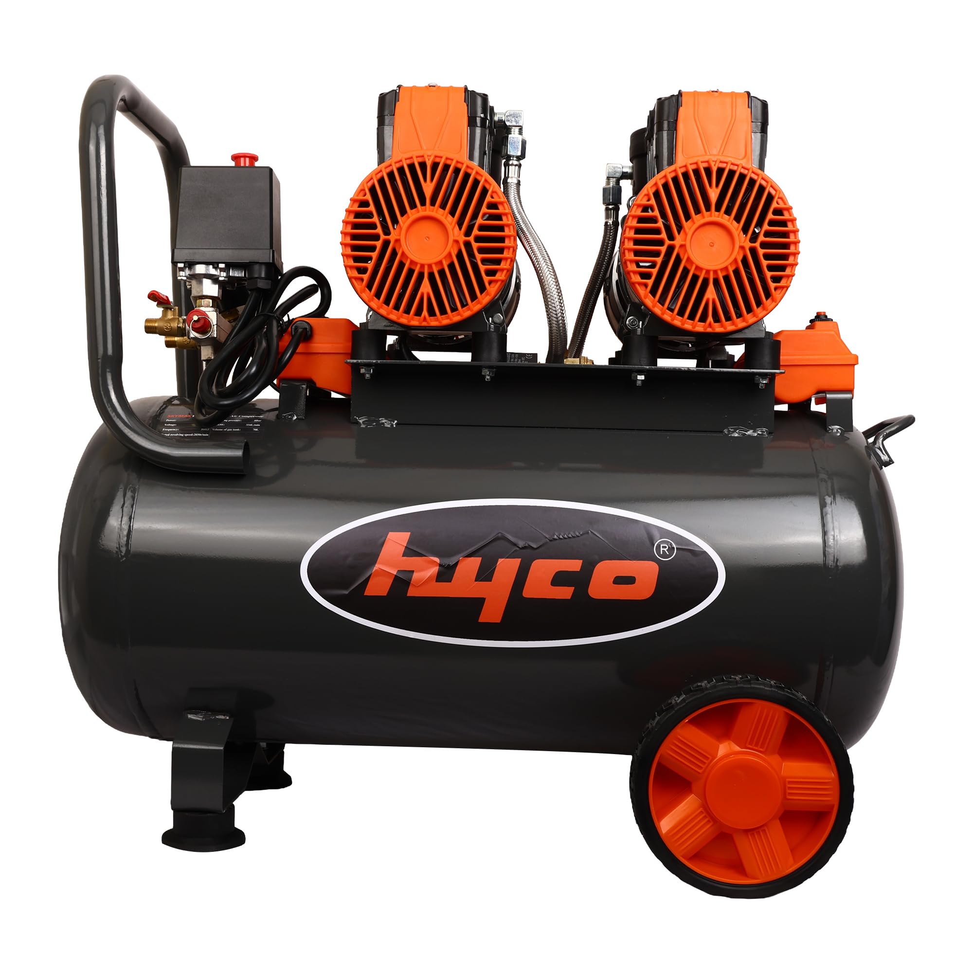 HYCO 3.5HP 50L Double Motor Oil Free Silent Air Compressor | Rapid Fill Technology, 100% Copper Winding, Built-in Air Filters, Oil Free Operation, Dual Motor Design-image-34