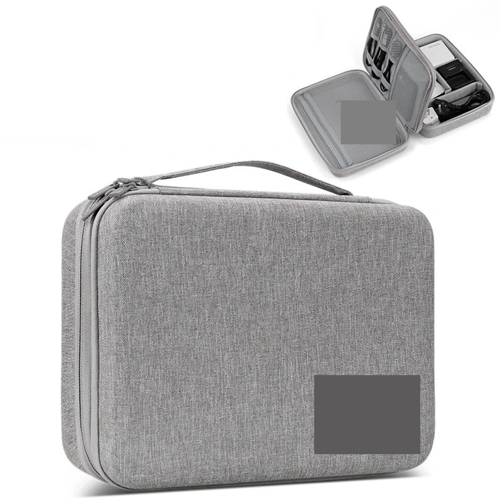 Custodia rigida impermeabile for accessori elettronici Custodia organizer for banca di potere di grande capacità Borsa for passaporto da viaggio digitale Per Cavi, Caricabatterie(Double layer-Gray-XL)